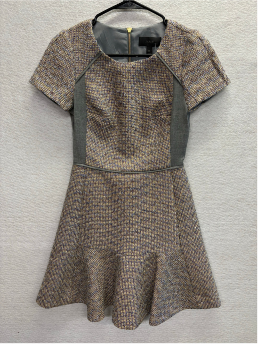 J.Crew Metallic Mixed Tweed Fit & Flare Dress 00 NWT Wool Blend